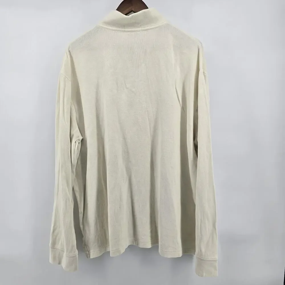 Polo Ralph Lauren Estate-Rib Quarter-Zip Pullover‎ Men's XL Cream Flesh Pony